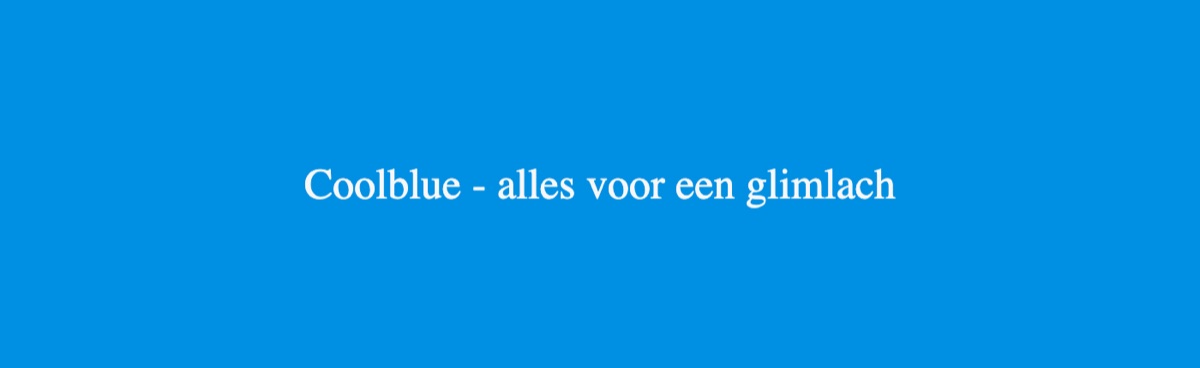 De homepage van coolblue.nl toont een blauw scherm met de tekst Coolblue alles voor een glimlach wanneer de pagina wordt opgevraagd als ClaudeBot